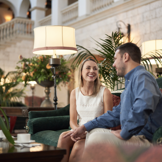 Couple in Cloister Lobby